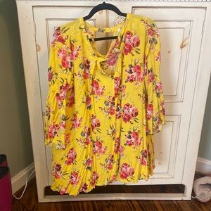 Bright yellow floral swing dress